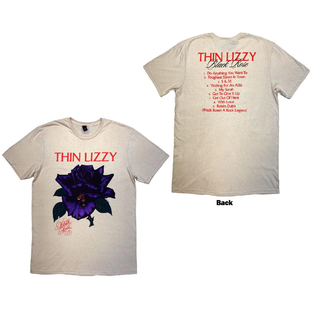 Thin Lizzy Unisex T-Shirt: Black Rose Tracklist