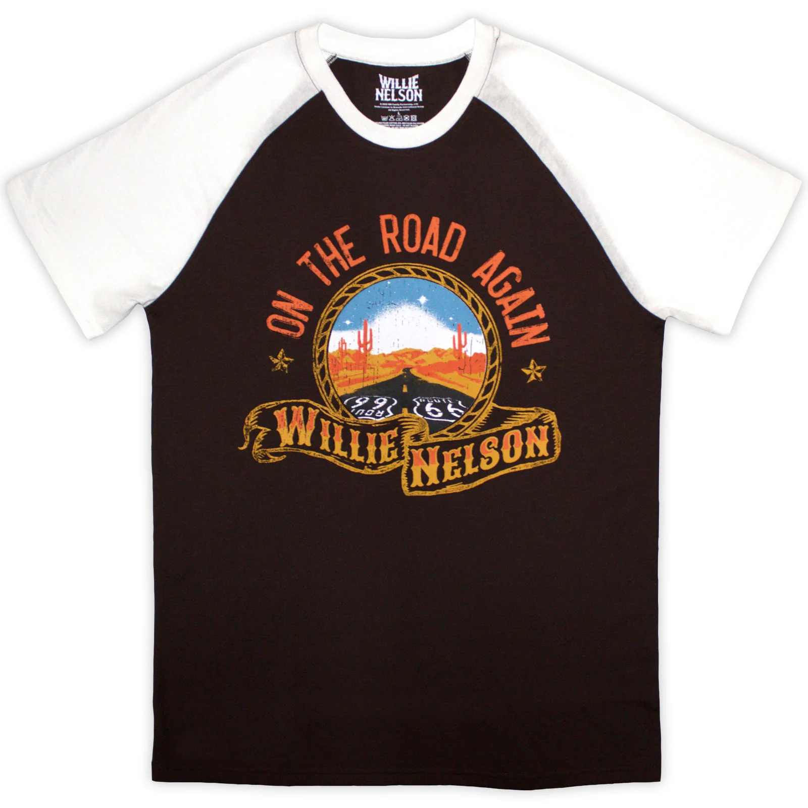 Willie Nelson Unisex Raglan T-Shirt: Route 66